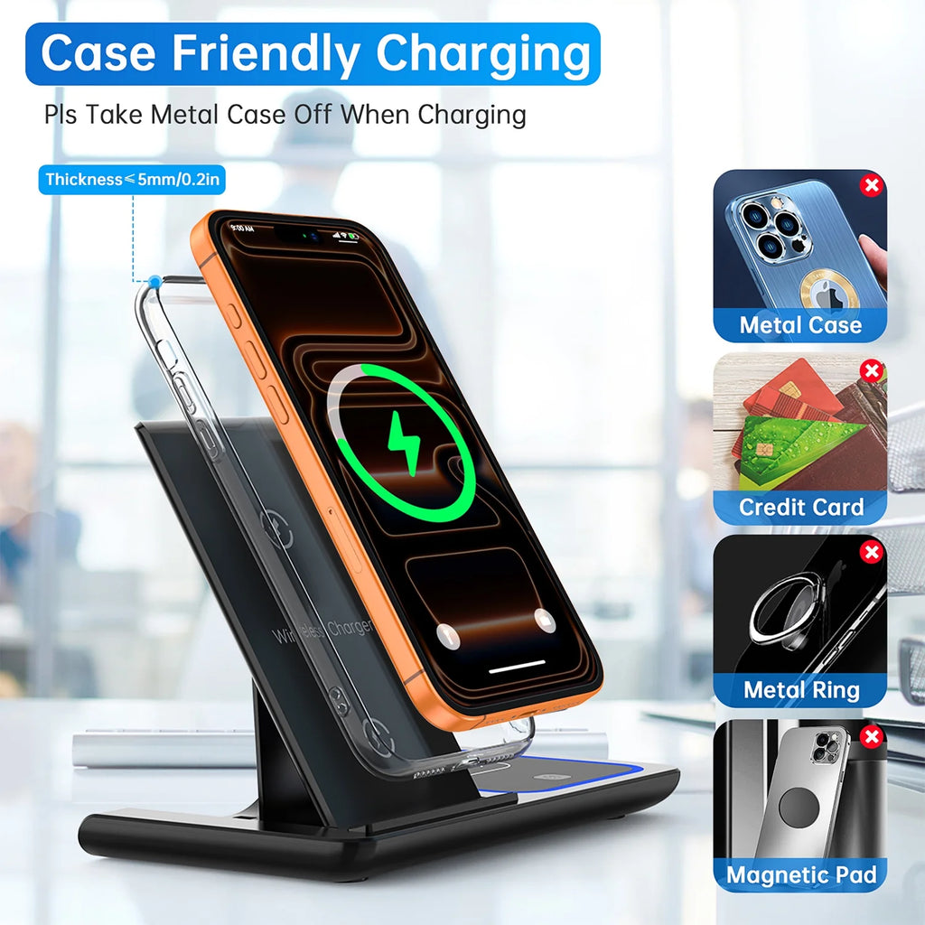 18w charging station for iphone, airpods and apple watch.