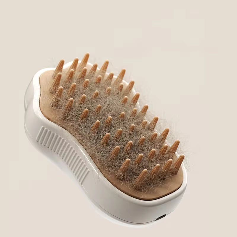 Steaming cat brush. Easy hair removal with massage like texture and feel.