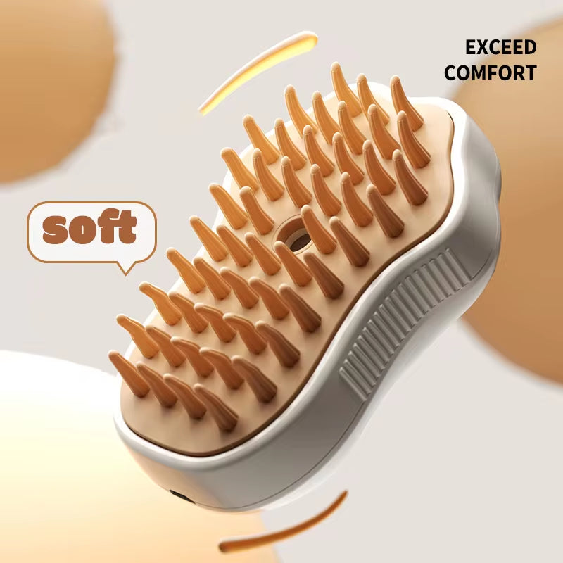 Steaming cat brush. Easy hair removal with massage like texture and feel.