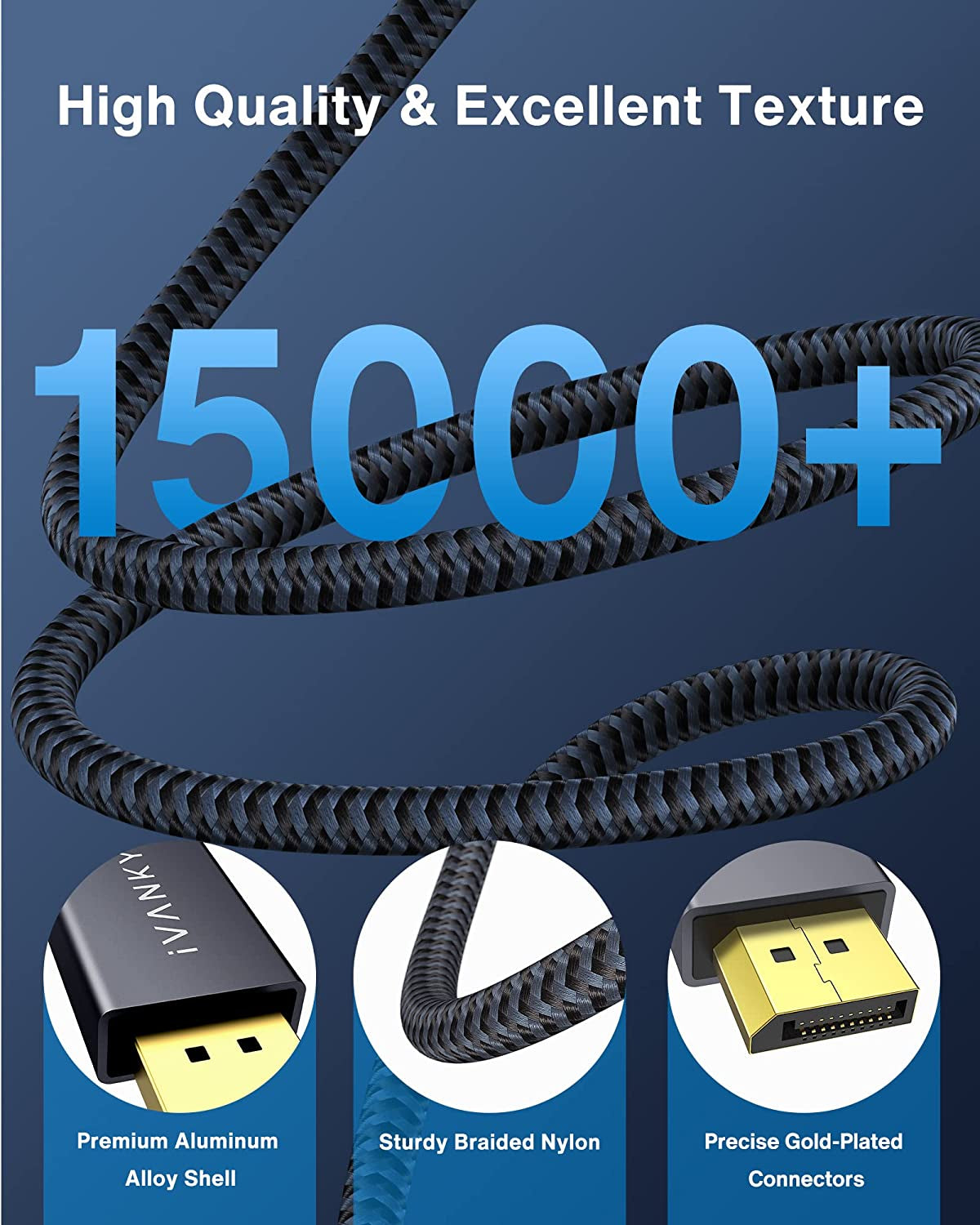 Displayport Cable 6FT/2 Pack, Nylon DP to DP Cord for Gaming Monitor