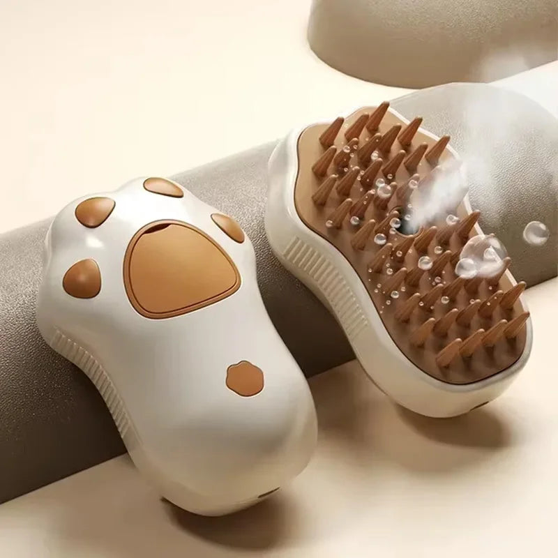 Steaming cat brush. Easy hair removal with massage like texture and feel.