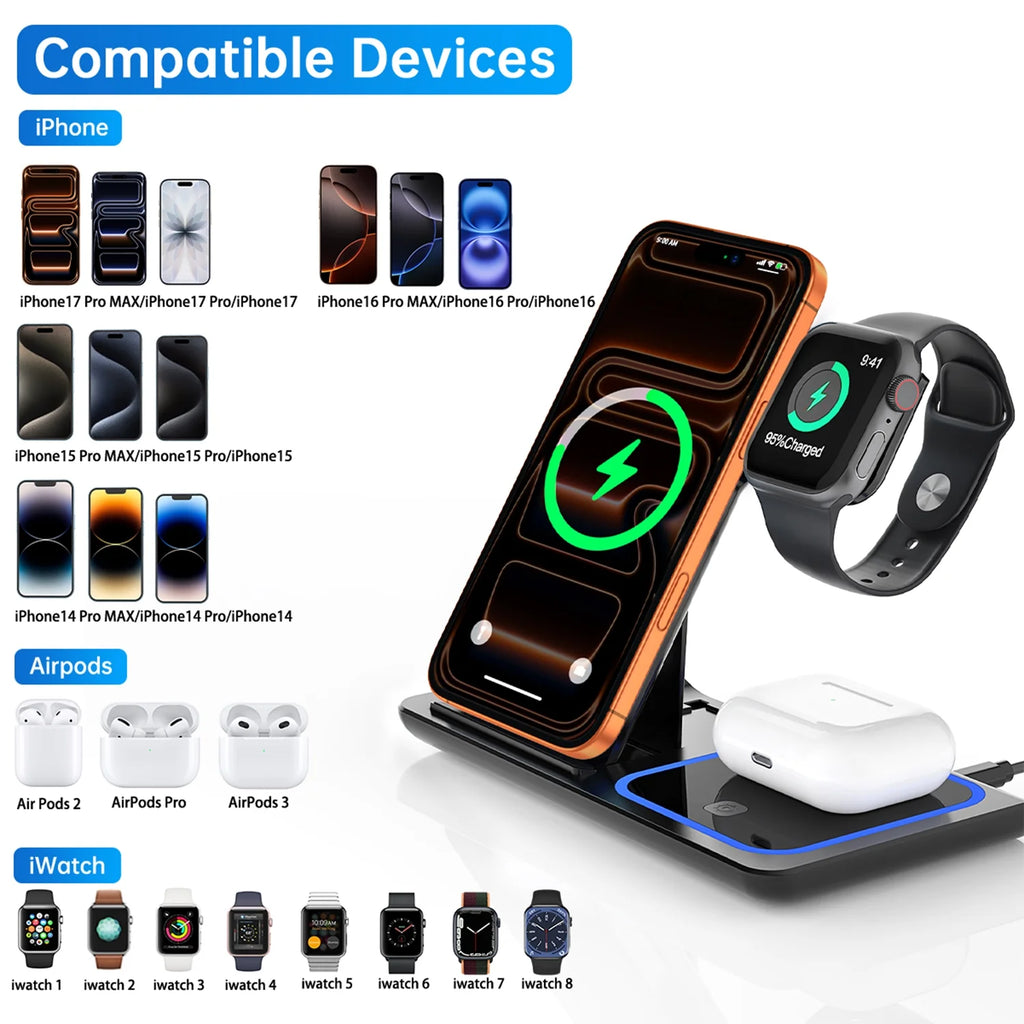 18w charging station for iphone, airpods and apple watch.
