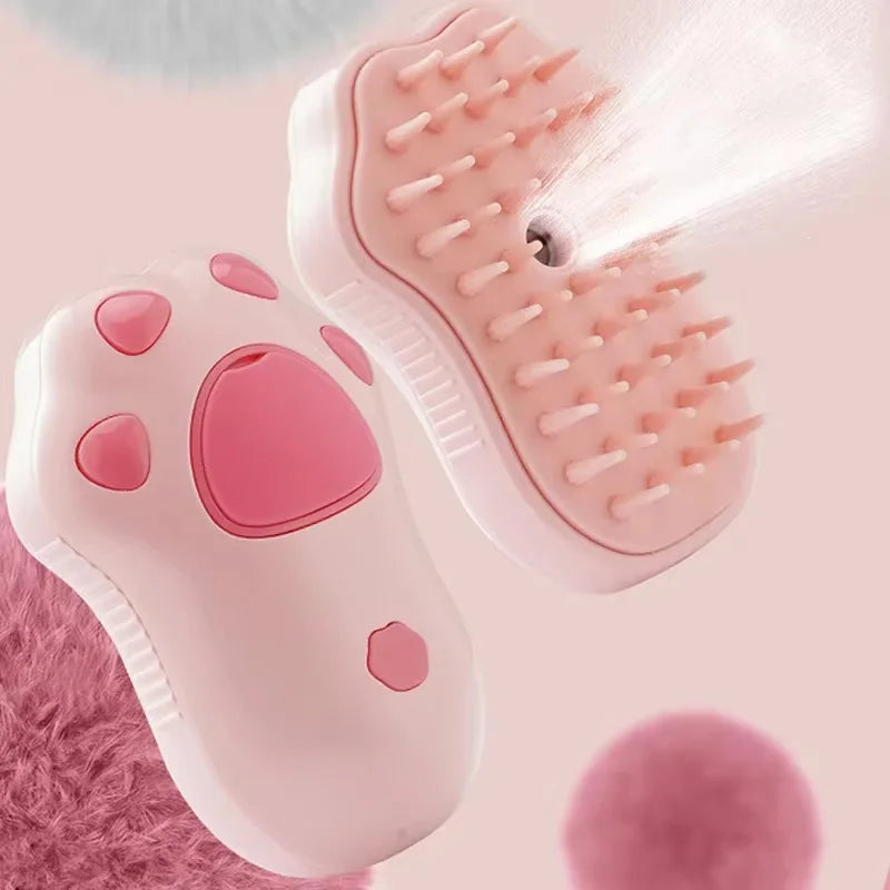 Steaming cat brush. Easy hair removal with massage like texture and feel.