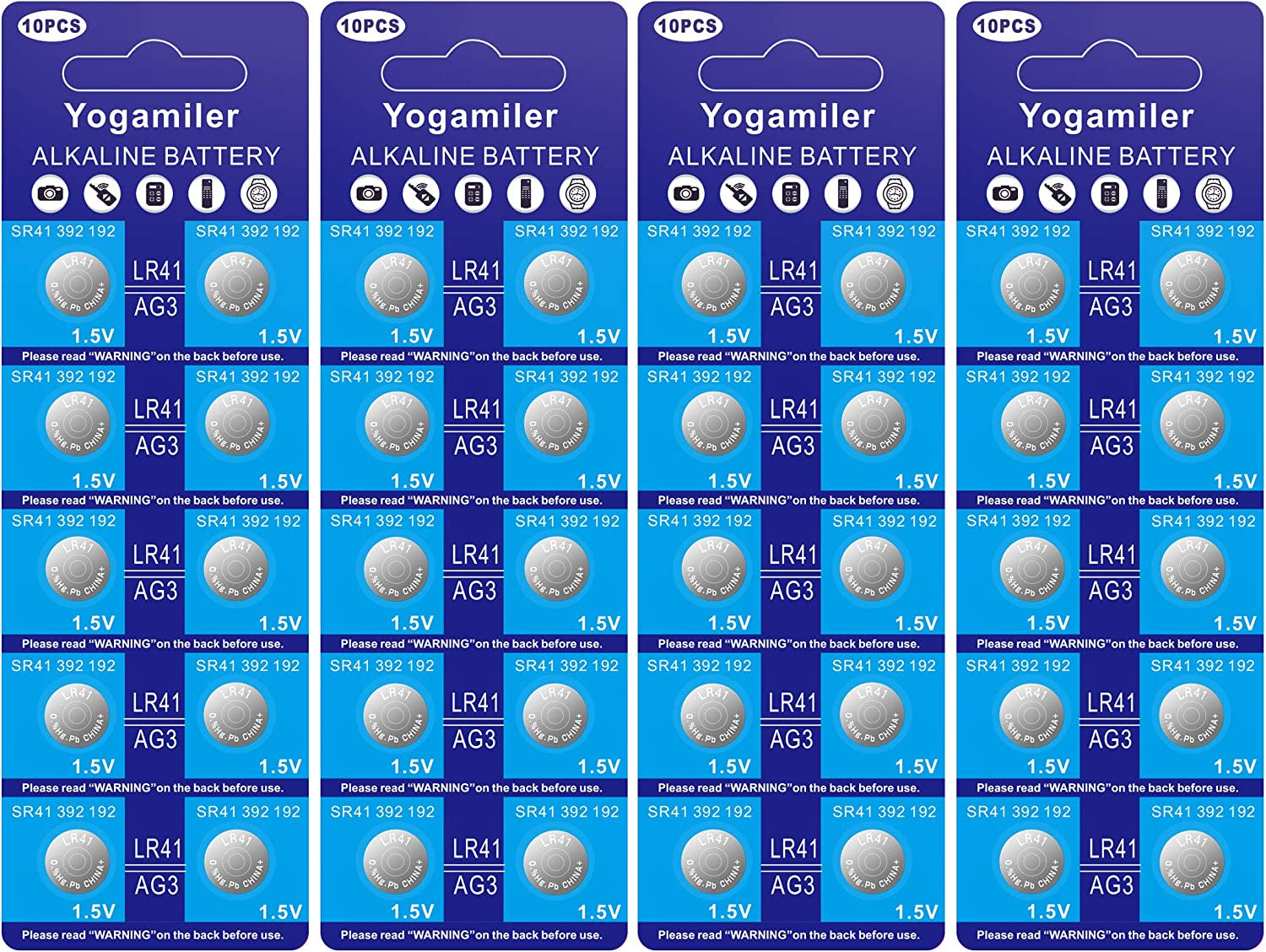 40-Pack LR41 / AG3 1.5V Button Cell Batteries - Long-Lasting Power