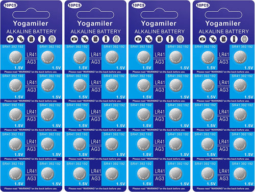 40-Pack LR41 / AG3 1.5V Button Cell Batteries - Long-Lasting Power