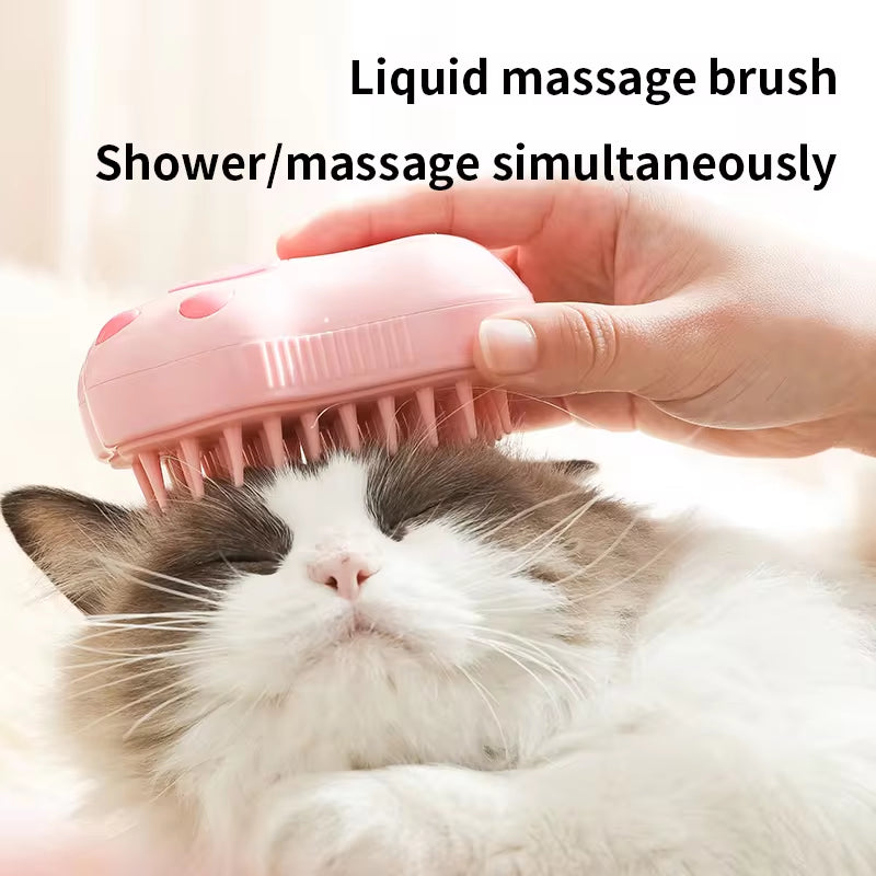 Steaming cat brush. Easy hair removal with massage like texture and feel.