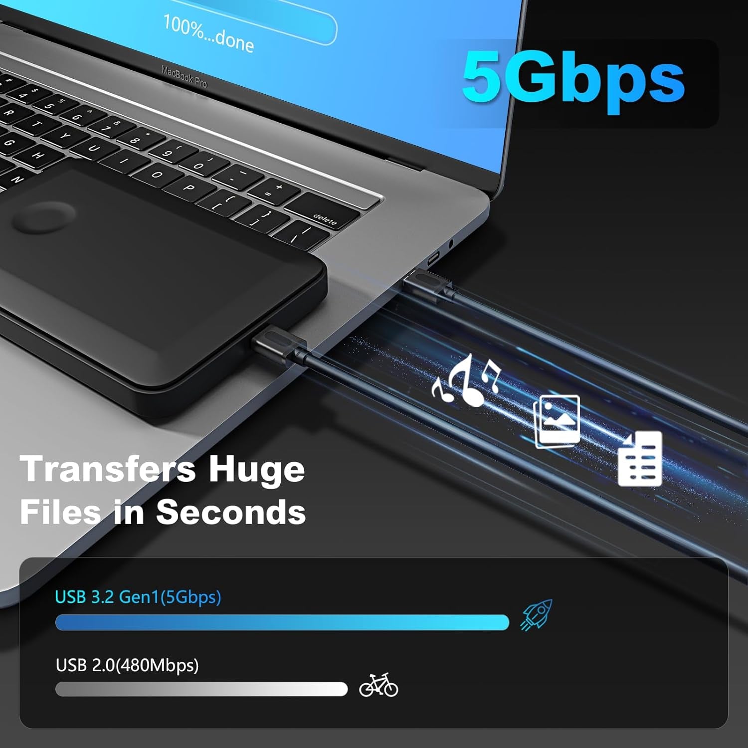25ft Extra-Long USB 3.0 Male to Male Cable - Gold-Plated Connectors