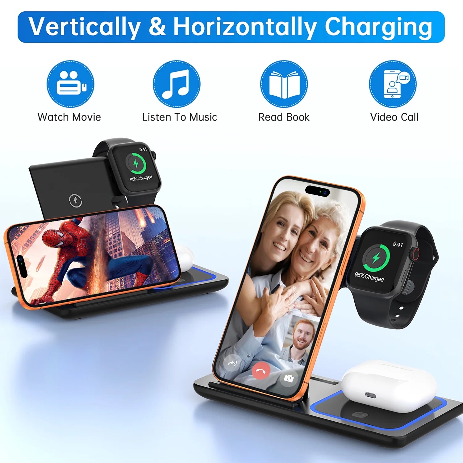 18w charging station for iphone, airpods and apple watch.
