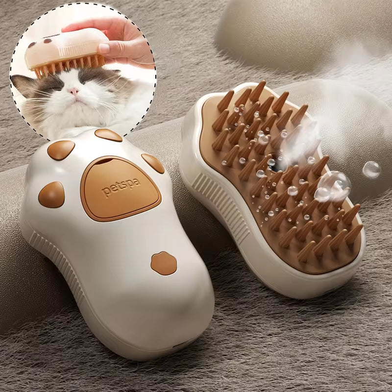 Steaming cat brush. Easy hair removal with massage like texture and feel.